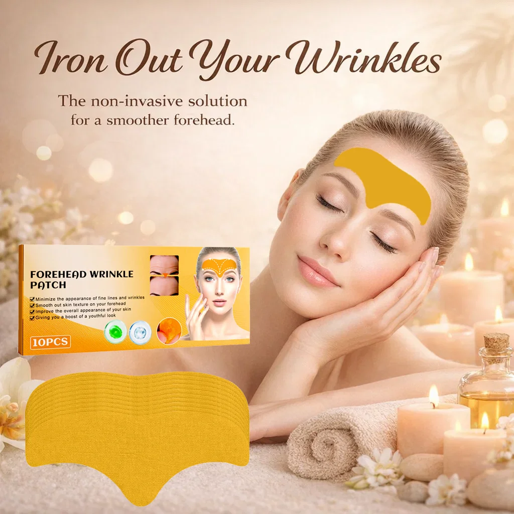 Forehead Wrinkle Patches 10Pcs Facial Smoothing Strip for Frown Lines and Lines Anti Wrinkle Face Tape with Jojoba Oil Skin Lift