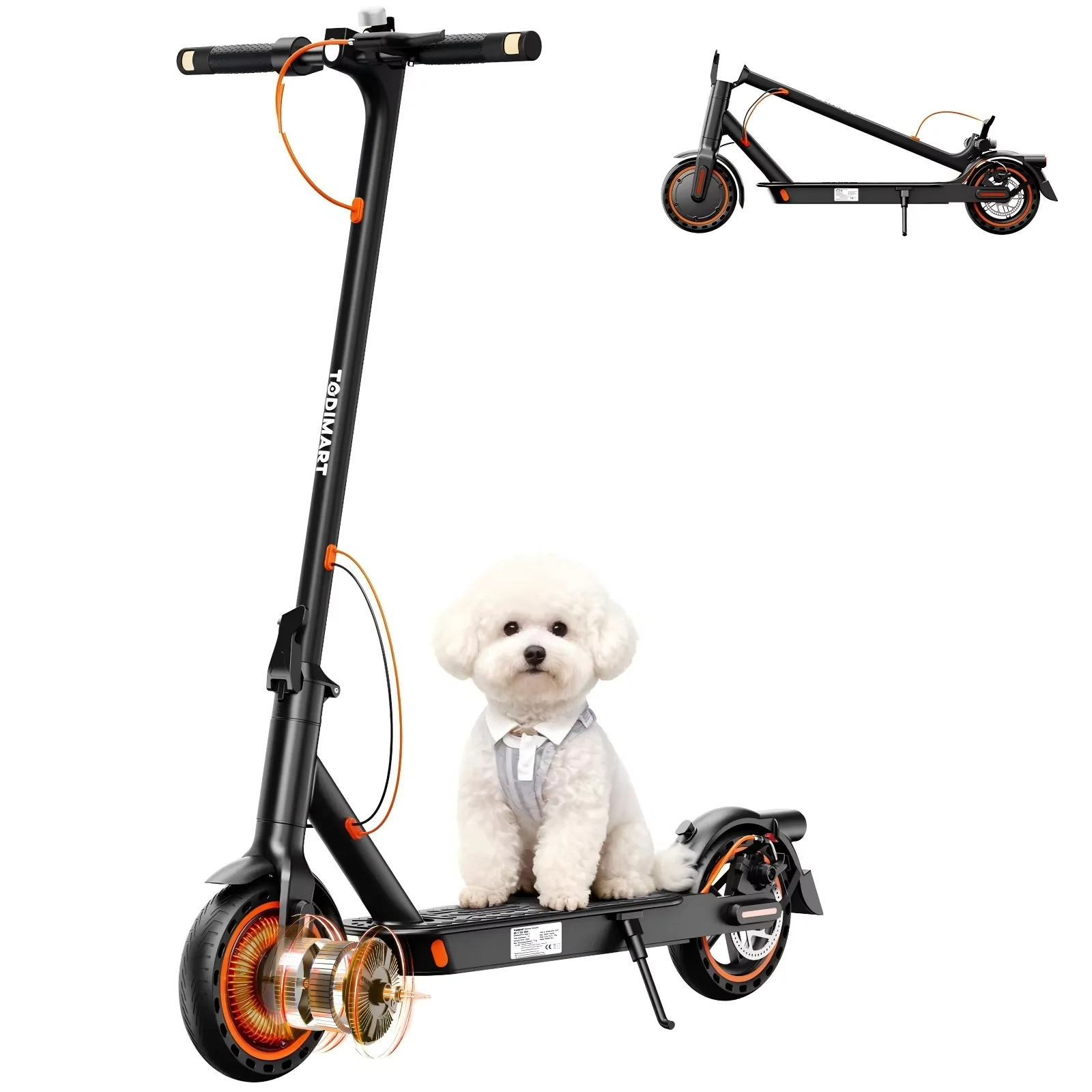 Patinete Eléctrico para Adultos Todimart T3S, 36V 7.8Ah, Velocidad Máxima 25Km/H, Plegable, con Señales de Giro, Doble Freno, Ruedas de