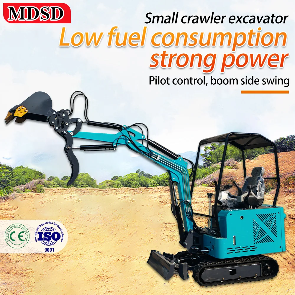 Escavadeira pequena multiuso de 2 toneladas, miniescavadeira agrícola Houdiesel, operação fácil com preço baixo, envio DDP