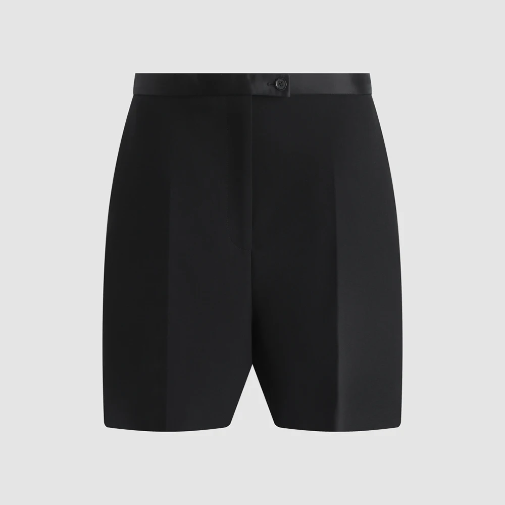 Women Satin Trim High Waist Suit Shorts Straight Shorts Back Pockets Dressy Bottoms Elegant Office Business Casual Trousers