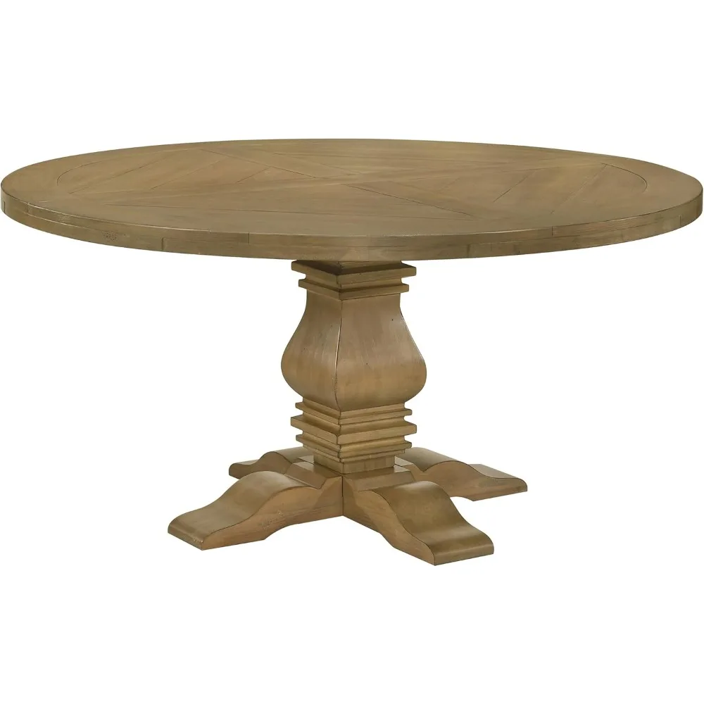 

Florence Traditional 60-inch Round Pedestal Dining Table Planked Wood Top