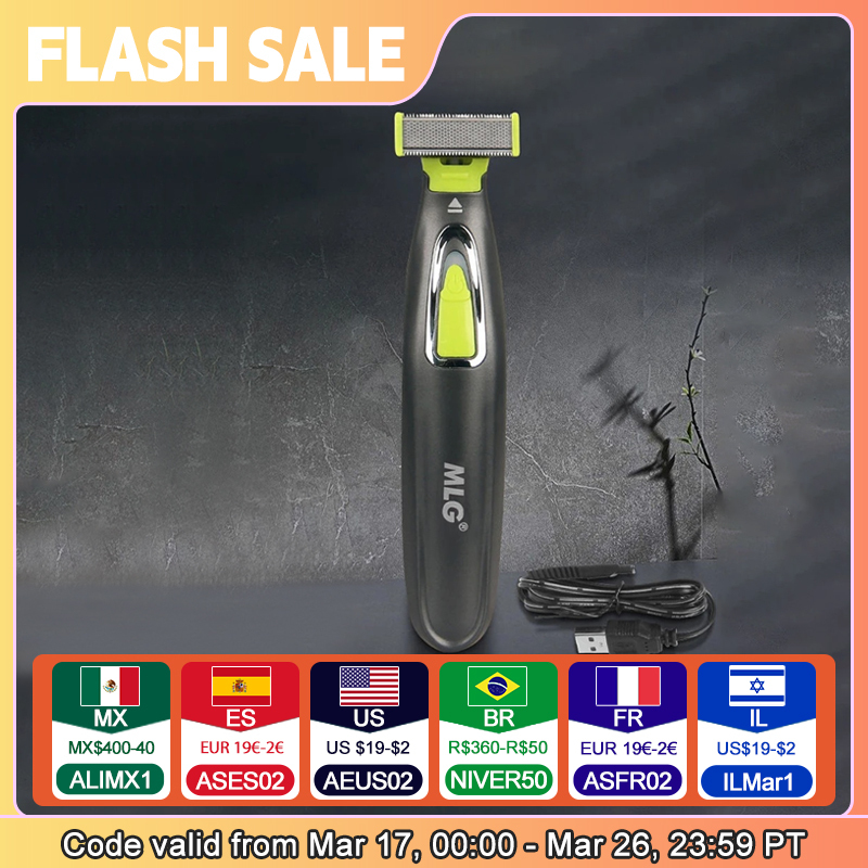  MLG Electric Shaver For Men and Women Portable Full Body Trimmer USB T Shaped Blade Razor For Beard Armpit For Washable 