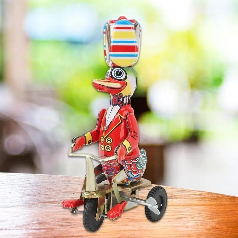M89C Duck Tricycle Tin Toy z ręcznie wykonanymi detalami idealne na vintage zabawki zbiorcze domowe dekoracja klubu