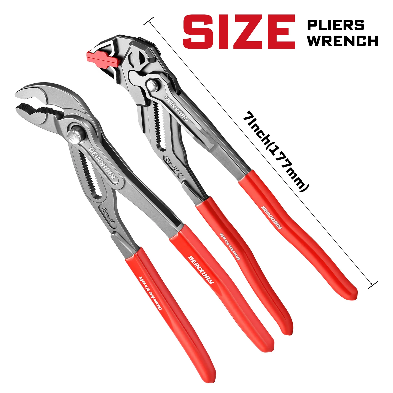 Geinxurn 2-Piece Set of 7-Inch Adjustable Pliers, Quick-Adjust Water Pump Pliers, Multifunctional Pipe Pliers, Plumber's Tools