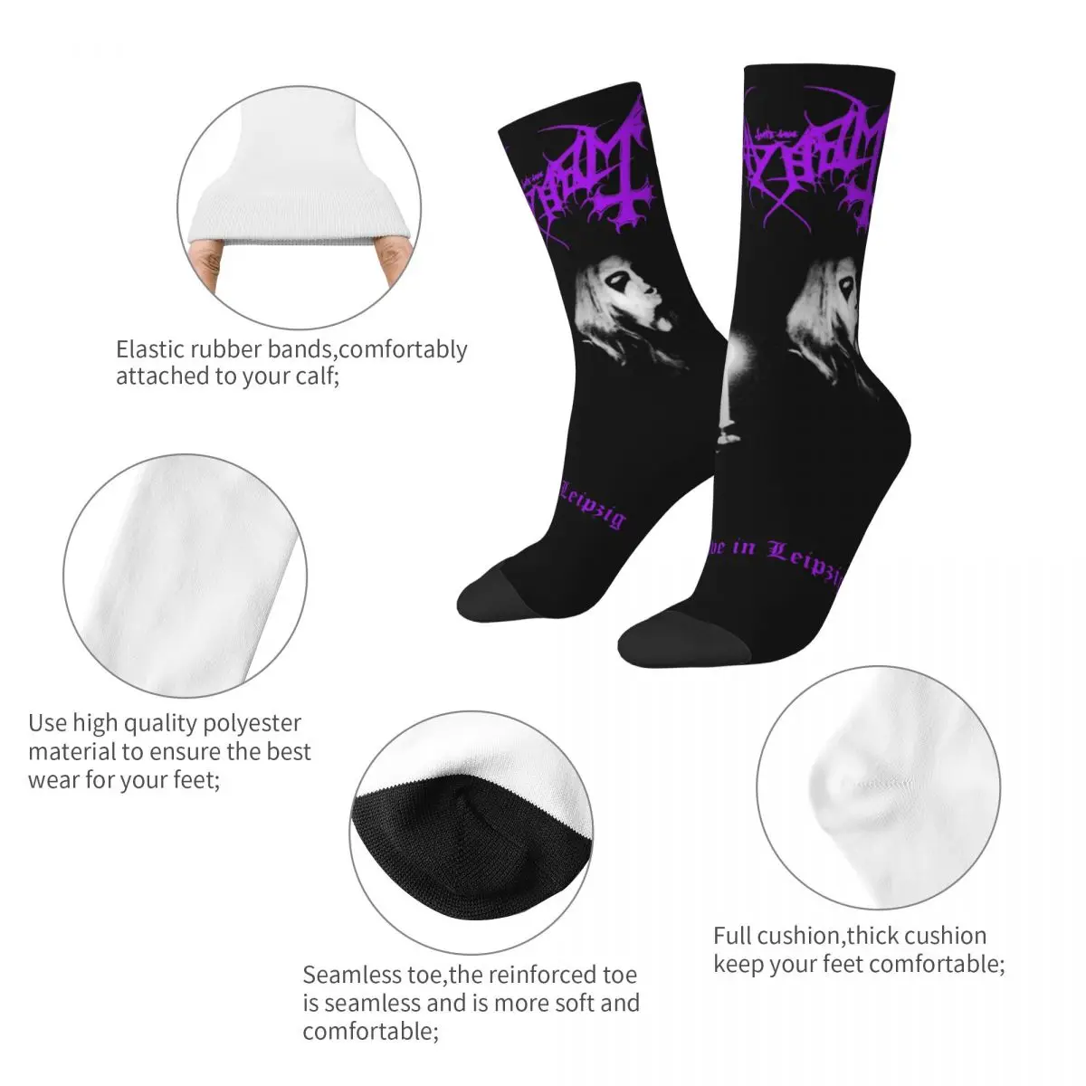 Socks Mayhem Live In Leipzig Black Metal Product for Female Cozy Crew Socks Spring Autumn Winter Little Small Gifts