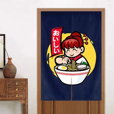 Ramen Cartoon Fabric Hanging Curtain Partition Restaurant Bar Food Snack Shop Kitchen Noren Door Curtain