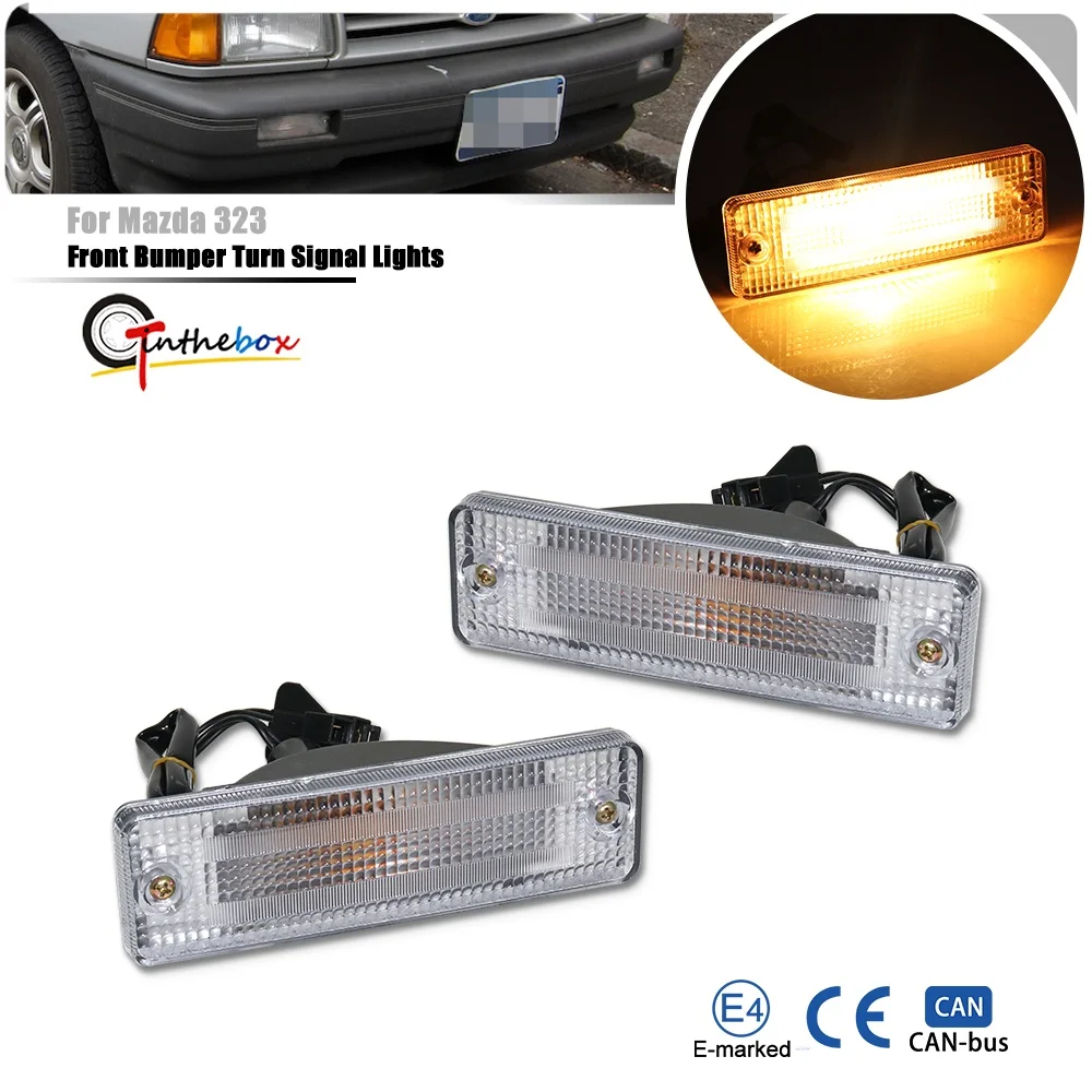 Amber LED Car Front Bumper Indicator Lights Turn Signal Lights For Ford Festiva For Mazda 323 626 B2000/B2200/B2600 Truck 12V