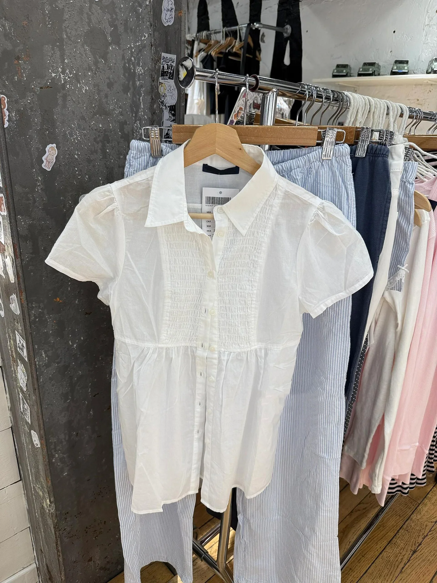 Branco plissado cinched blusa feminina verão turndown colarinho único breasted blusas de algodão estilo preppy doce camisas de manga curta