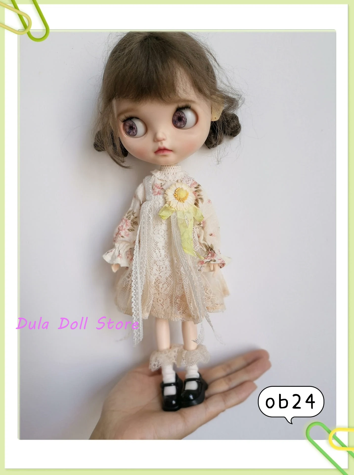 

Одежда для куклы Dula, платье-сарафан с цветочным принтом и длинными рукавами для куклы Blythe Qbaby ob24 ob22 Azone Licca ICY JerryB 1/6