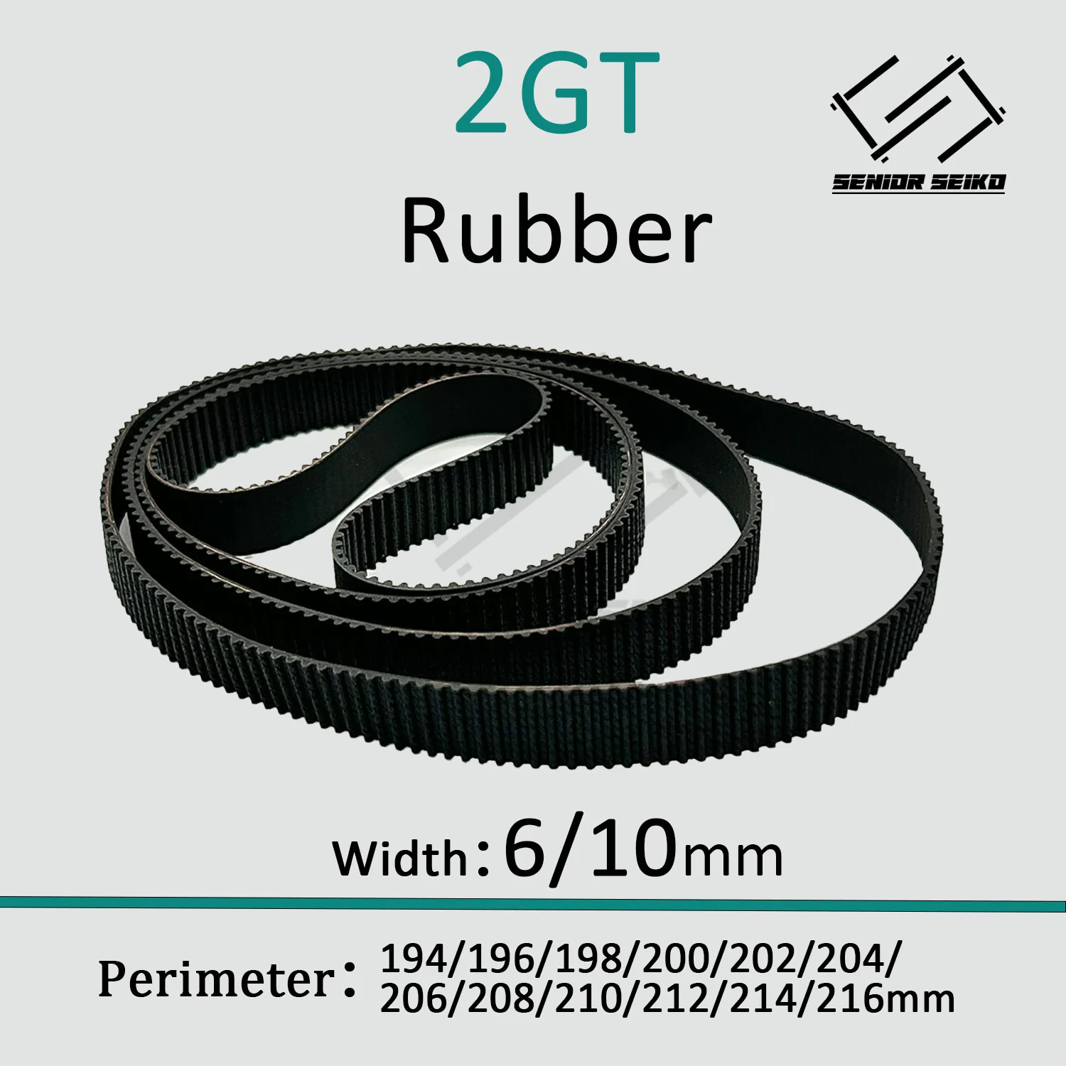 

2GT 2M Belt Width 6/10mm Rubber CBelt Closed Loop Perimeter 194/196/198/200/202/204/206/208/210/212/214/216mm Timing Synchronous