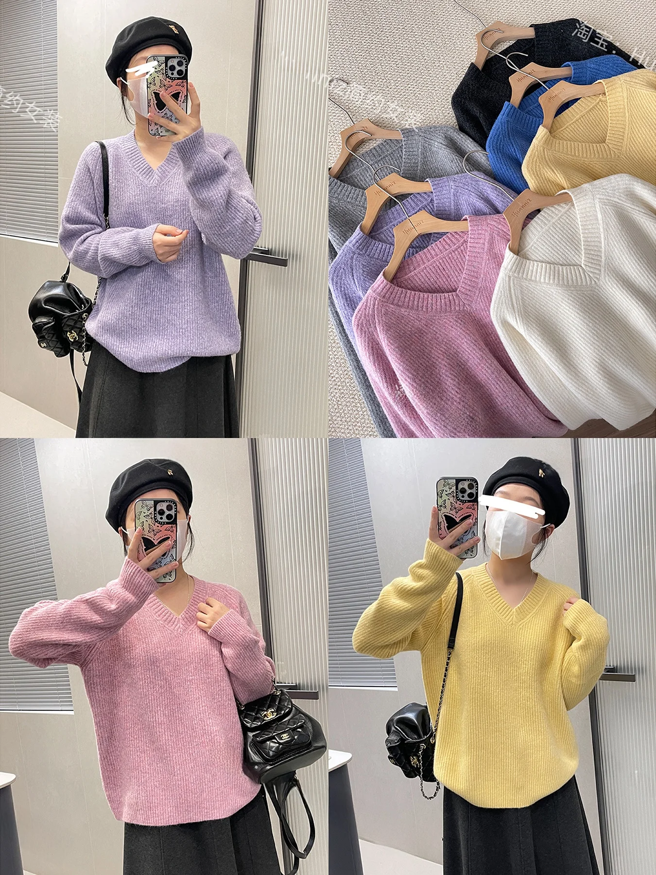 

Comfortable Thi Lazy Feeling Loose V-ne Pullover Sweater Women's Autumn Winter Soft Cozy Slimming Knitted Top Base Layer