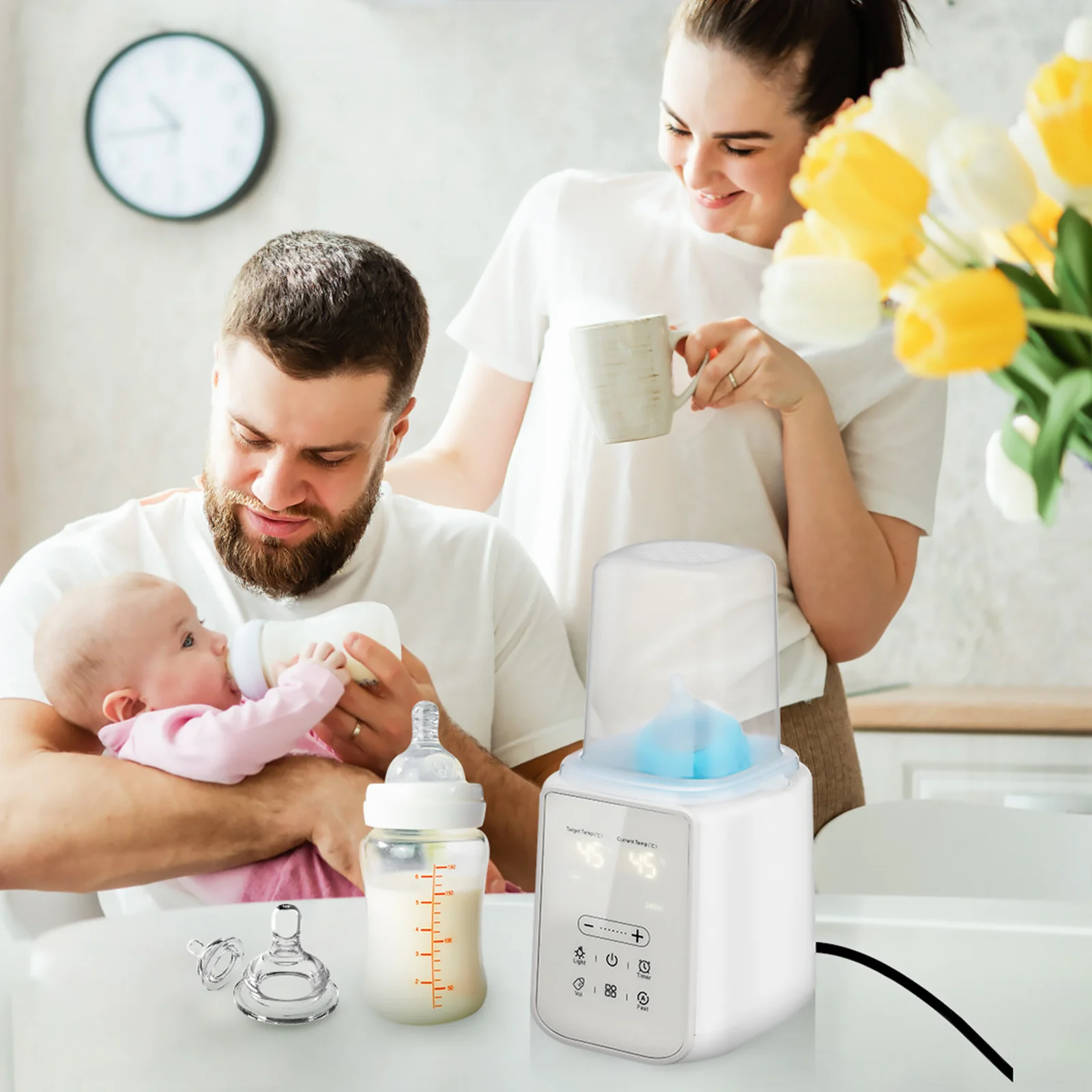 المحمولة زجاجة الطفل دفئا 8 في 1 جهاز تسخين الحليب الكهربائي لتركيبة حليب الأم العالمي الزجاج سيليكون Pp زجاجات السفر استخدام الاتحاد الأوروبي