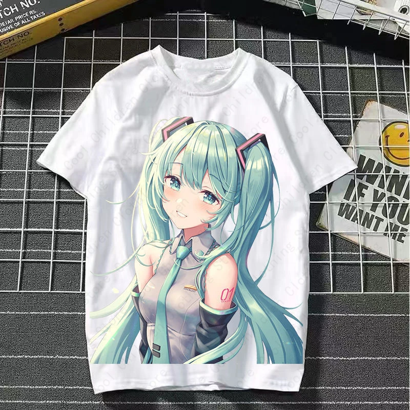 Japanese Anime Character Cute MIKU Print Tshirt 2024 Summer Women Men 3D TShirt Street Fashion Casual Style Short Sleeve For Kid