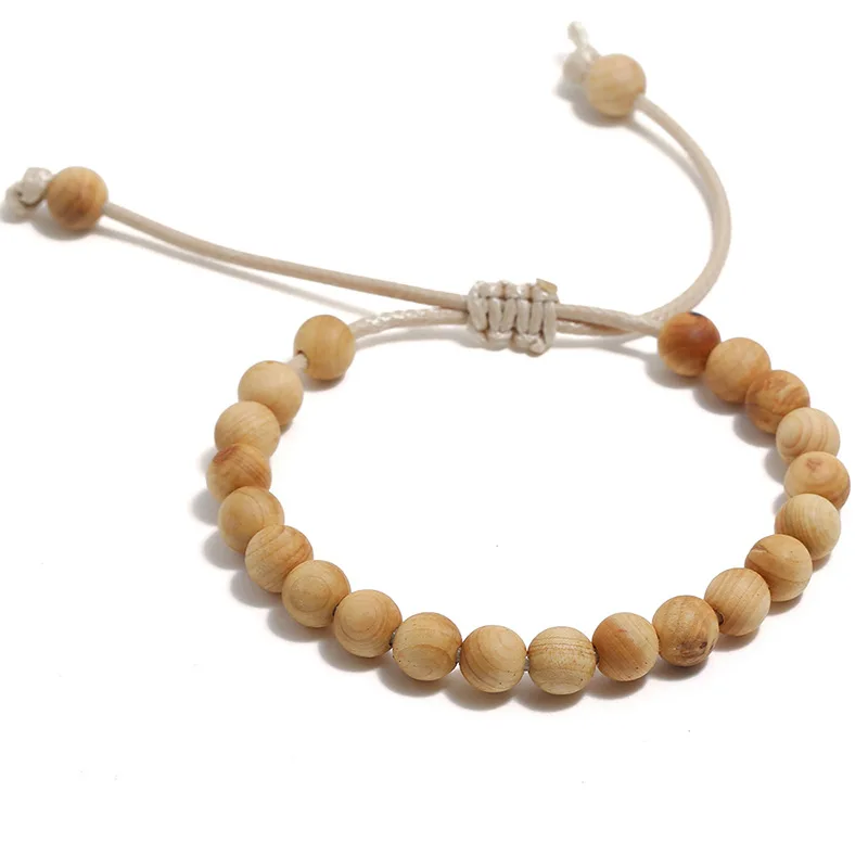 Vintage 8MM Wooden Beads Bracelet for Men Meditation Buddha Charm Bracelets Women Healing Balance Payer Jewelry Accessories
