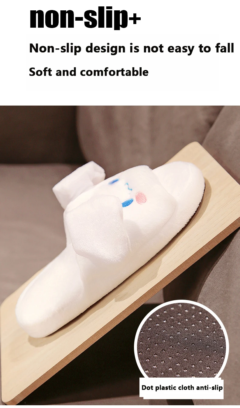 Sanrio Cinnamoroll Movable Ears Cartoon Kawaii Cute Cotton Slippers Melody Kuromi Plush Anime Plushie Shoes