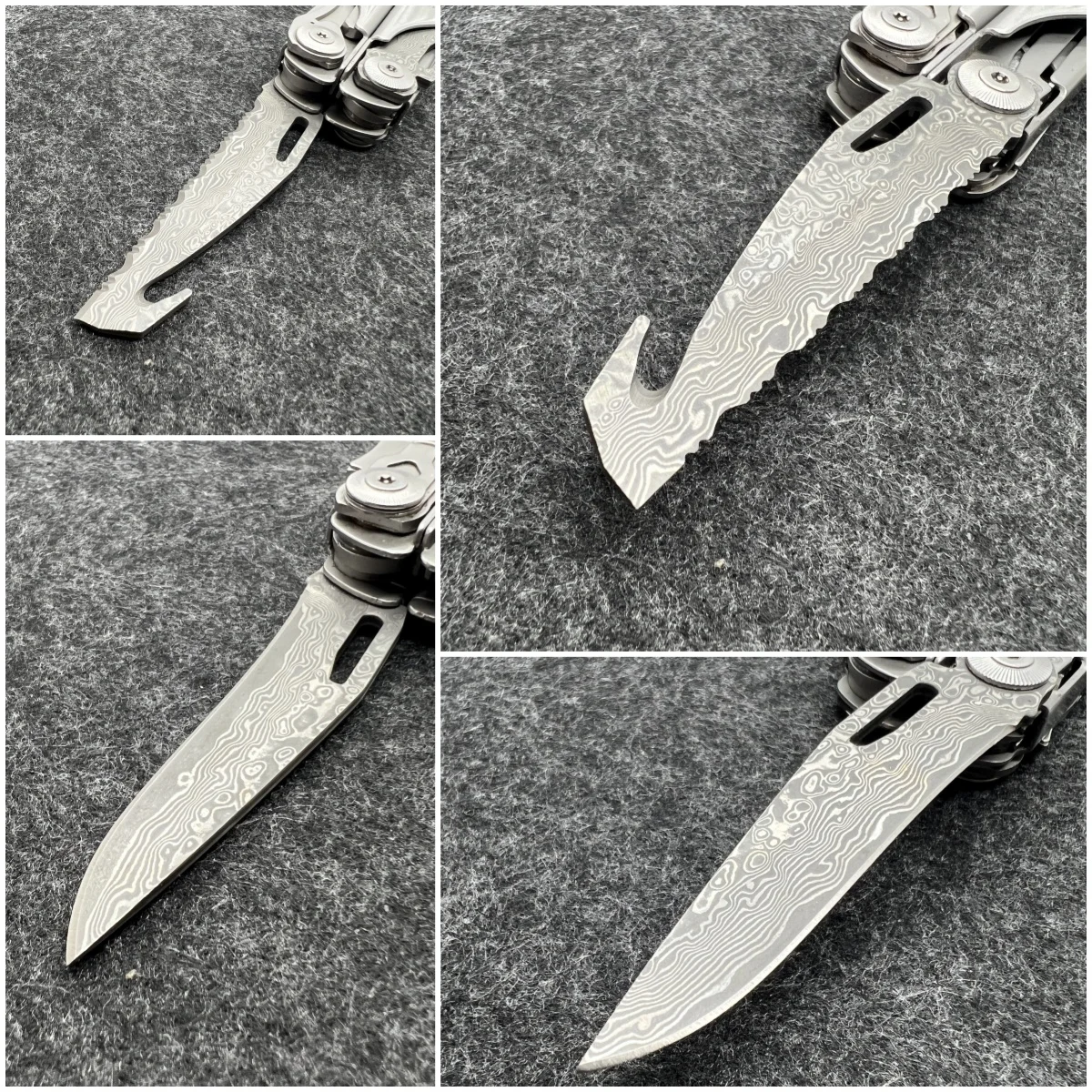 1 Pcs Replaceable VG10 Damascus sandwich steel Blade For Leatherman Surge Serrated Knife Part DIY Accessories