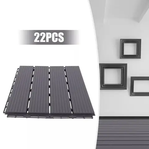 Sammanfogade uteplatser i trä, plastkompositplattor för uteplatser 30x30 cm golvplattor för inomhus- och utomhusbruk, grått för trädgård och uteplats 10 best sales kompositdäck utomhus - №8