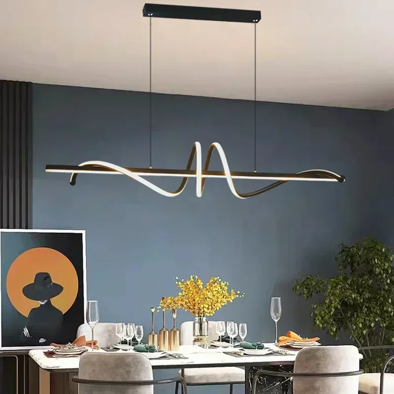 Lámpara colgante LED moderna de aluminio de lujo para sala de estar, comedor, oficina, cocina, isla, decoración del hogar, accesorio de lámpara colgante