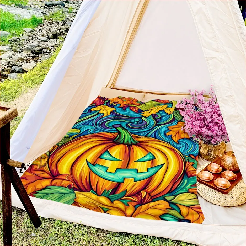 Spooky Halloween Castle Blanket Reversible Flannel Throw for Gothic Charm AllSeason Comfort Mysterious Night Gift