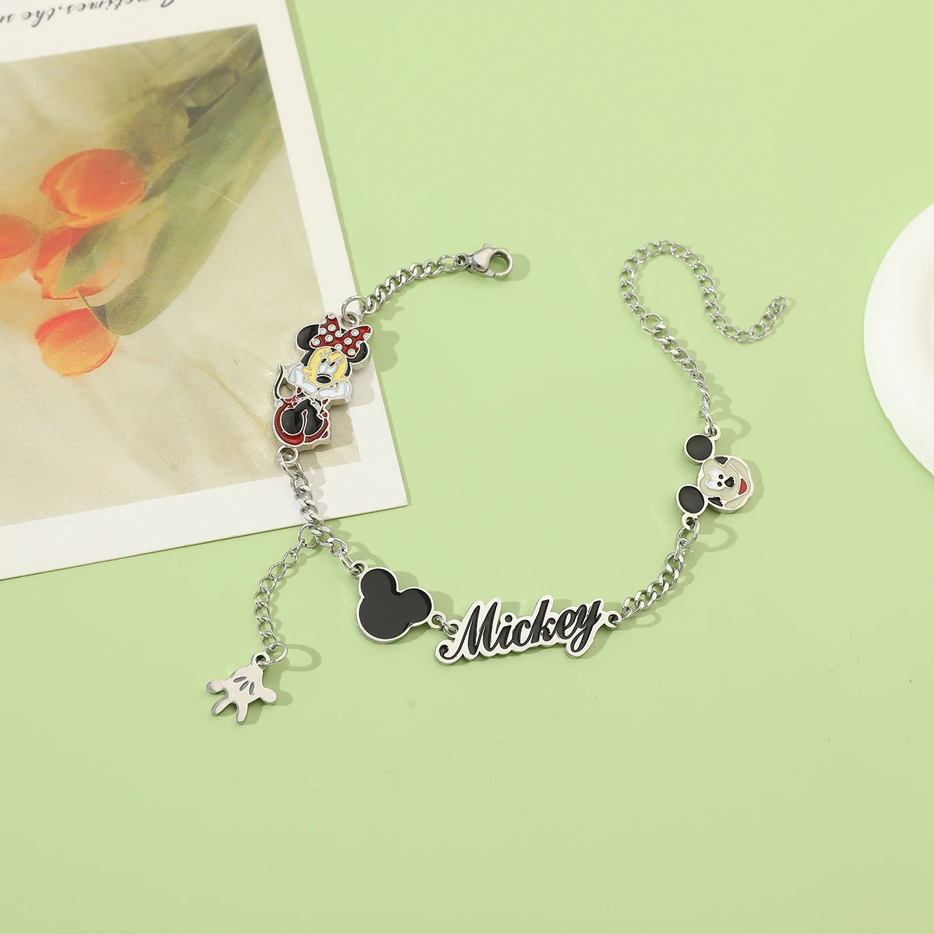 1 piece Disney series stylish cool Mickey Mouse Mickey Minnie element pendant versatile bracelet