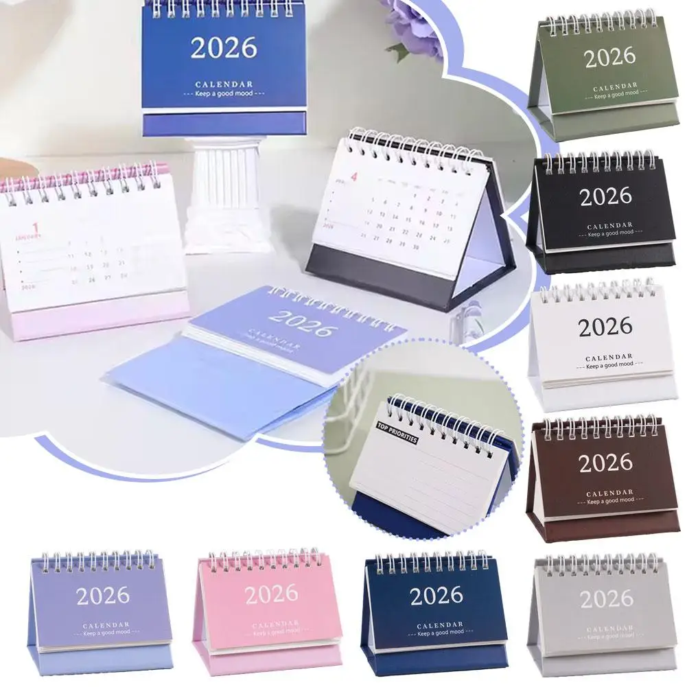 Mini Calendario de escritorio 2026, Mini calendario de escritorio en inglés de estilo Simple, pantalla de escritorio, decoración portátil, diario hecho a mano