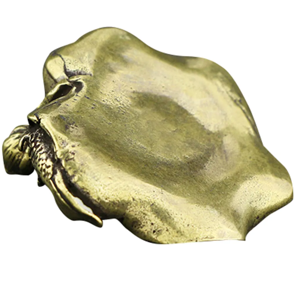 1Pcs Brass Paperweight Vintage Leaf Fish Design Desktop Ornament Pen Holder for Lovers Home Office Decoration Desk