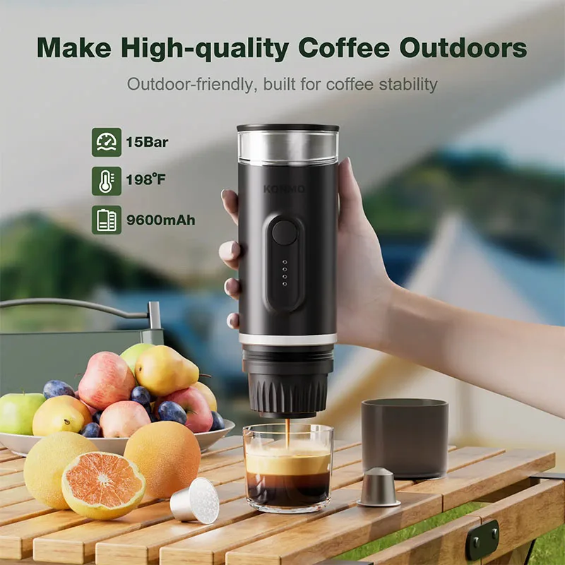 Automatic heating Portable Coffee Machine Extraction Coffee Maker Fit  Capsule Coffee Powder for Car Camping & Home Heat Water