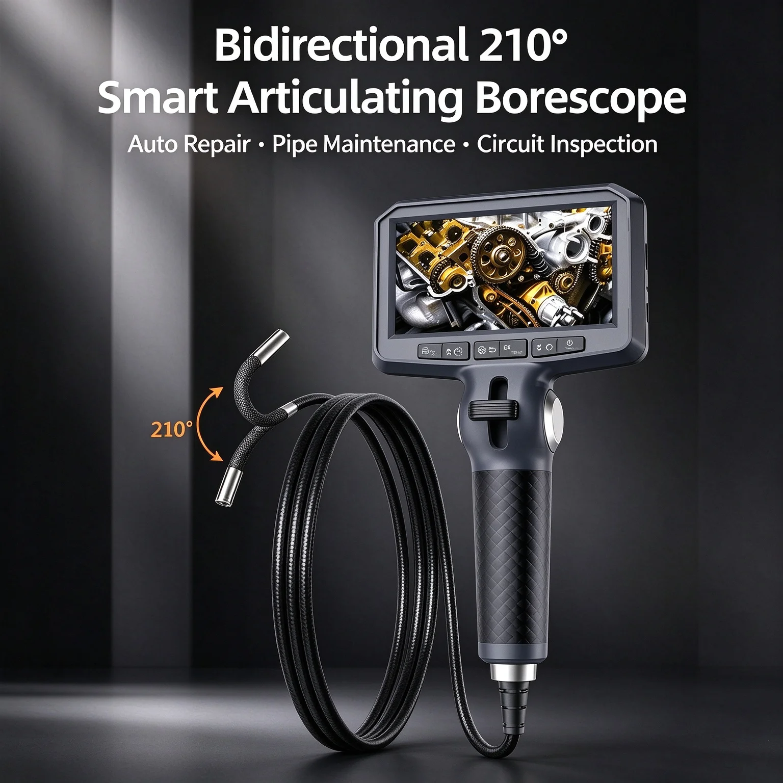 360° Sewer automotive Endoscopic drain borescope endoscope Piping inspection camera with a rotating movable head for cars