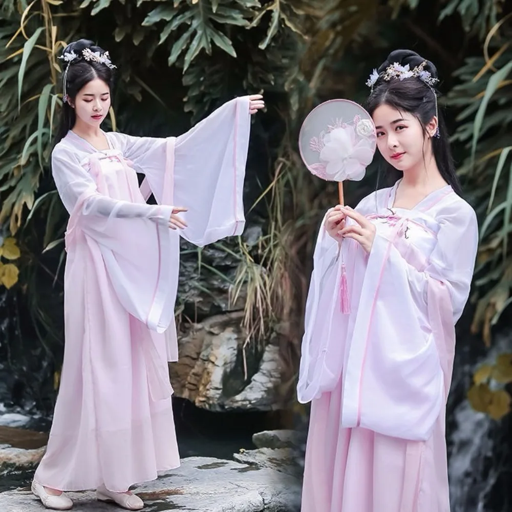 

Китайский комплект Hanfu - блузка и юбка с вышивкой, традиционный костюм для женщин, повседневное китайское платье, костюм для фотосессии