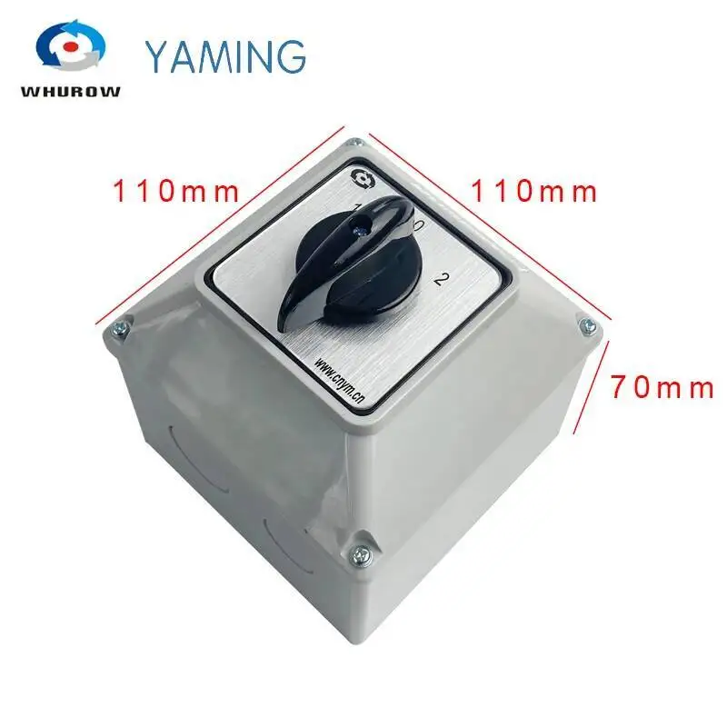 Yaming Electric YMW26-32/3M Changeover Cam Rotary Switch Knob 32A 3 Phases 3 Position With Waterproof Box IP65 Interruptor