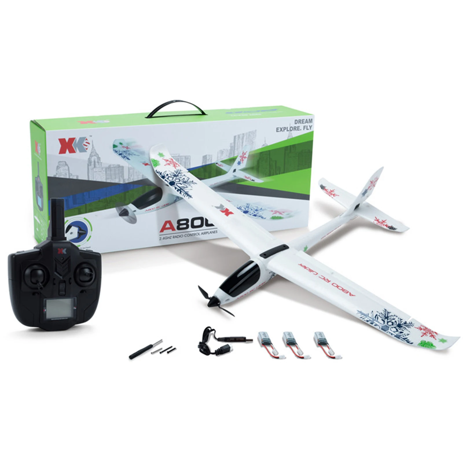 Wltoys-XK A800 Aviões de Controle Remoto, 4CH RC Glliders, Transmissor 2.4GHz, Aeronave de Asa Fixa de 5 Canais, 2.4G, Novo