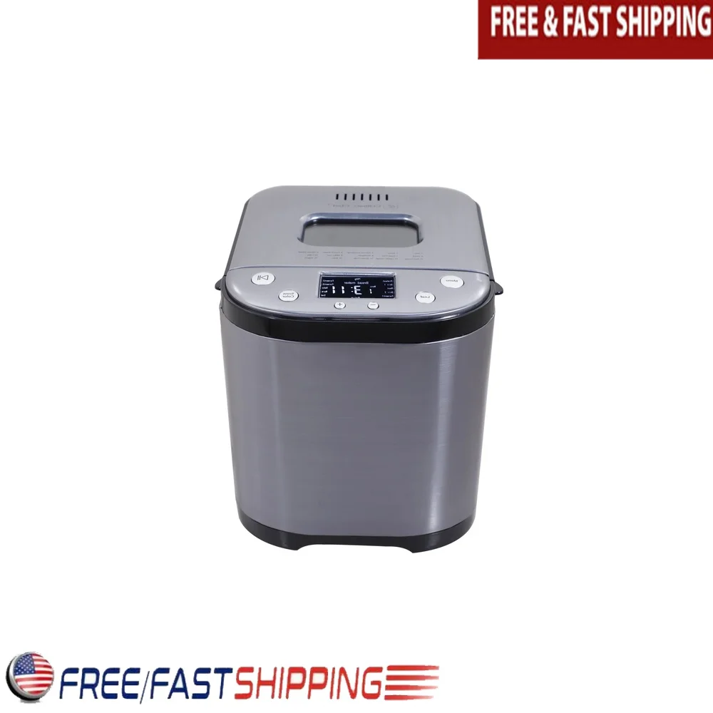 

Automatic Bread Maker 2lb XL Loaf Stainless Steel Kitchen Appliance 15 Preprogrammed Menu 15 Hour Timer Large LCD Display