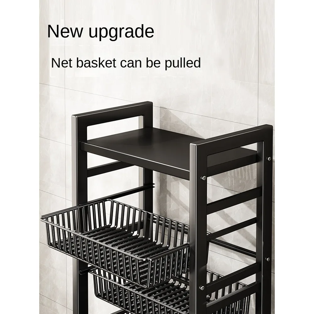 Kitchen basket storage rack, multi-layer floor standing fruit and vegetable storage rack, household mobile cart storage rack, su