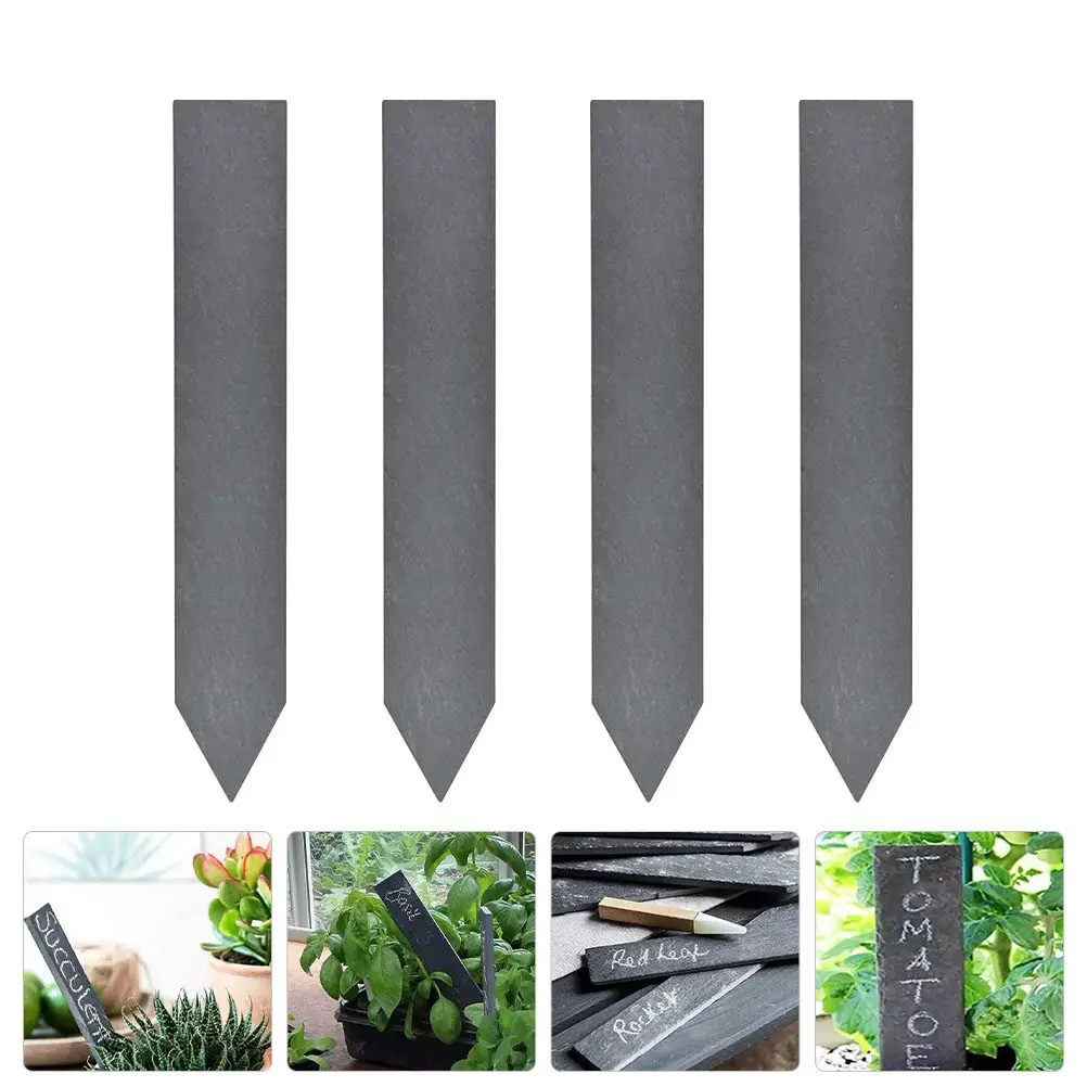 4Pcs Plant Labels Slate Gardening Markers Reusable Garden Chalkboard Plant Name Tags for Vegetable Flower Beds Pots