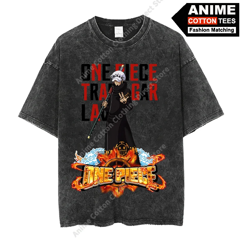 

Anime ONE PIECE - ROOM · Trafalgar D Water Law Print T Shirt y2k Hip Hop Street Men Women Short Sleeve Cotton Vintage Loose Tees