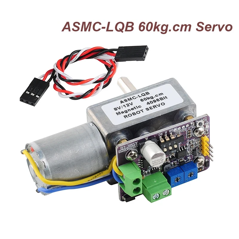 

ASMC-LQB 60 кг.см Сервопривод Магнитный энкодер Червячная передача Уменьшение мощности на 360 градусов Самоблокирующийся сервопривод для управления клапаном рычага робота