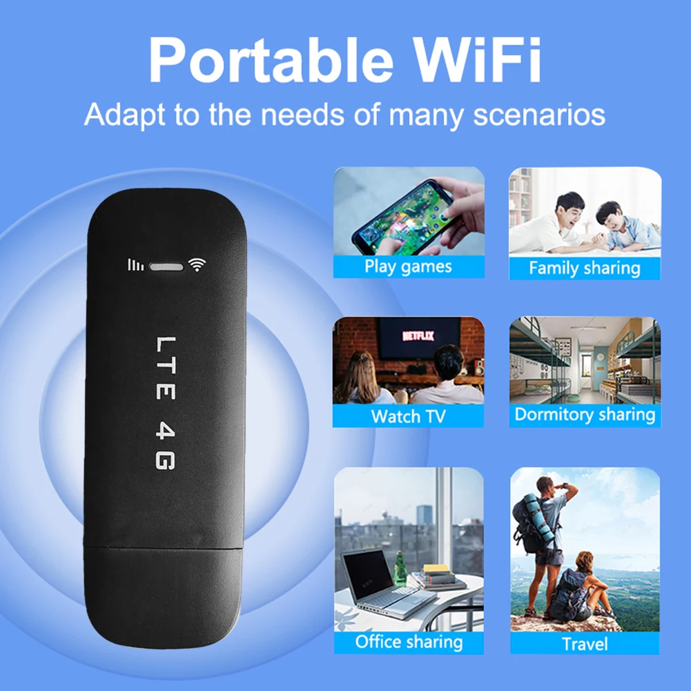 4G LTE موزع إنترنت واي فاي لاسلكي USB دونغل 150Mbps موبايل برودباند جيب هوت سبوت دونغل مودم عصا 4G بطاقة Sim واي فاي محول