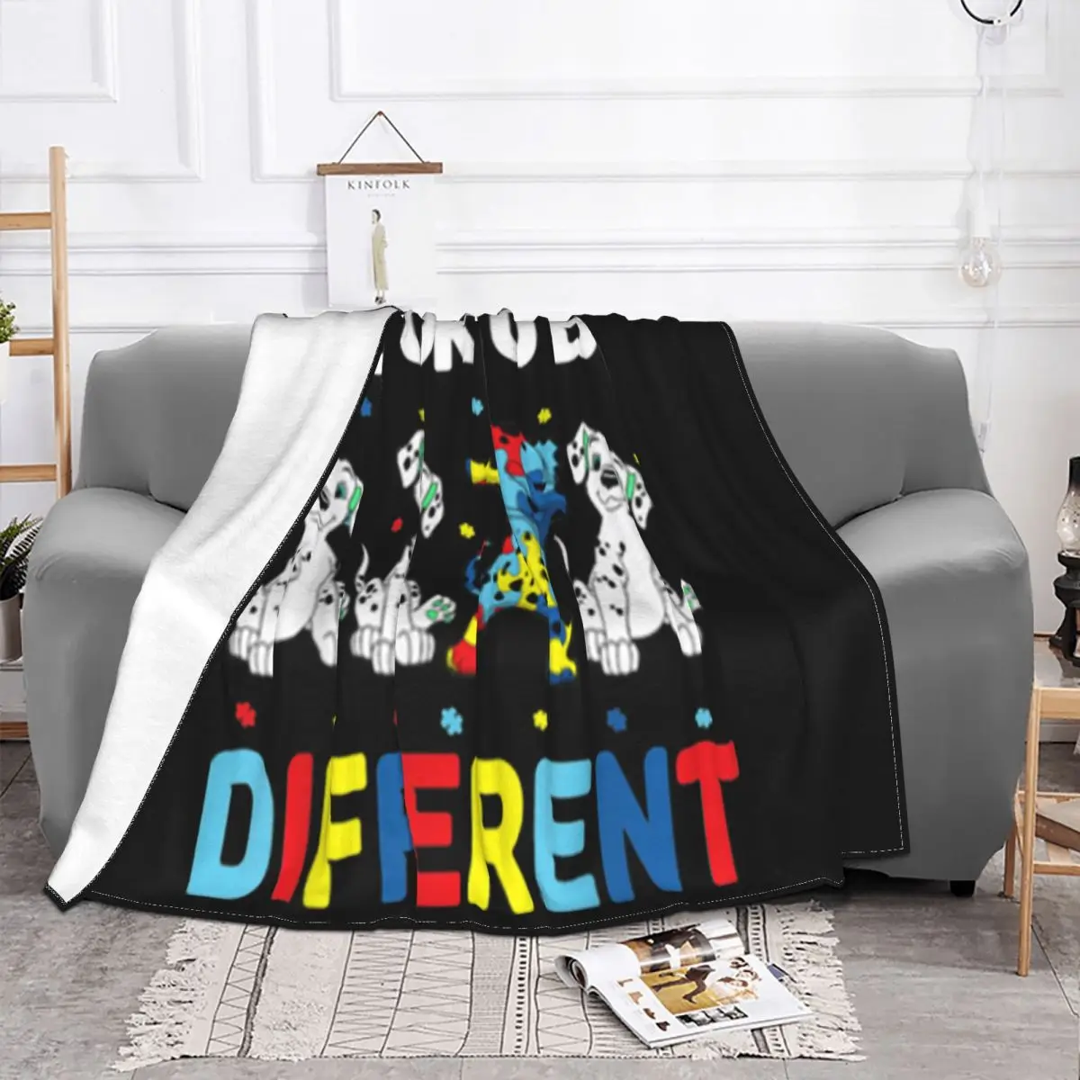 Autism Awareness Day Gift Funny Dabbing Dalmatian Pride Discount Farmhouse Steampunk Present Throw Blanket