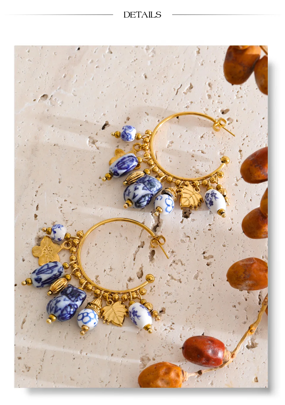 Yhpup 2026 Exklusive Edelstahl-Keramik-Blumen-Tropfen-Ohrringe Trendiger Handgefertigter Französischer Sommer-Schmuck Geschenk – Detail 7