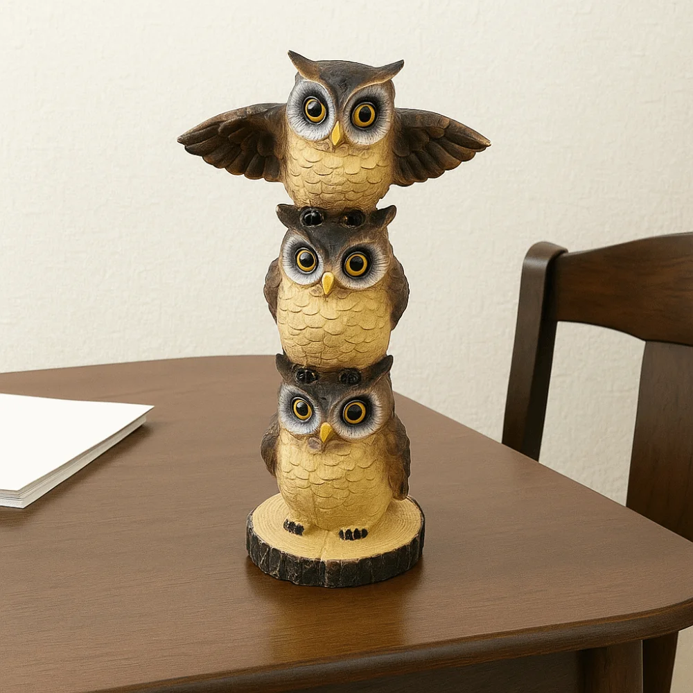 

Cute Handicraft Fake Owl Outdoor Sculpture Craft Model Resin Owl Statue Funny Collectible Lucky Owl Figurine Home Decoration