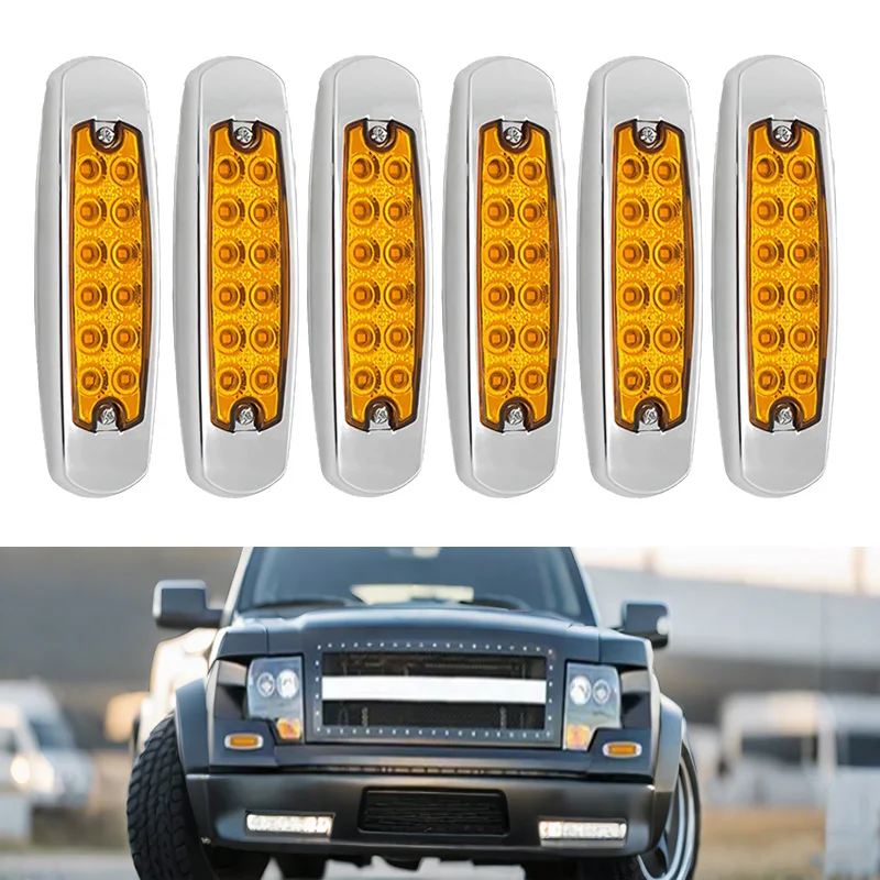 

6pcs 12V 24V 12 LED Car Trucks LED Side Marker Lights For Truck Trailer Lorry Caravan Bus Van Boat Waterproof Clearance Light