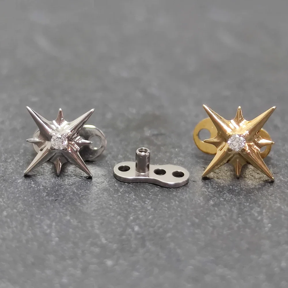 F136 Titanium piercing Helix Skin Grafting Nail Dermal Anchor 16g Surface sexy Hinged Segment Zircon Drilling Hide Top Jewelry