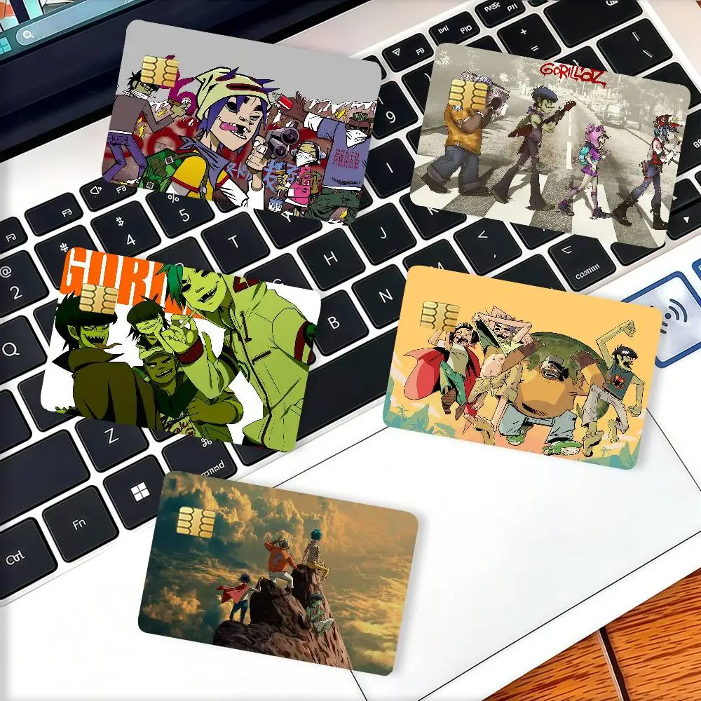 Rock band G-Gorillaz Credit Card Decorative Card Stickers Suitable For Bank Cards Metro Transit Anti-scratch Gift 4PCS