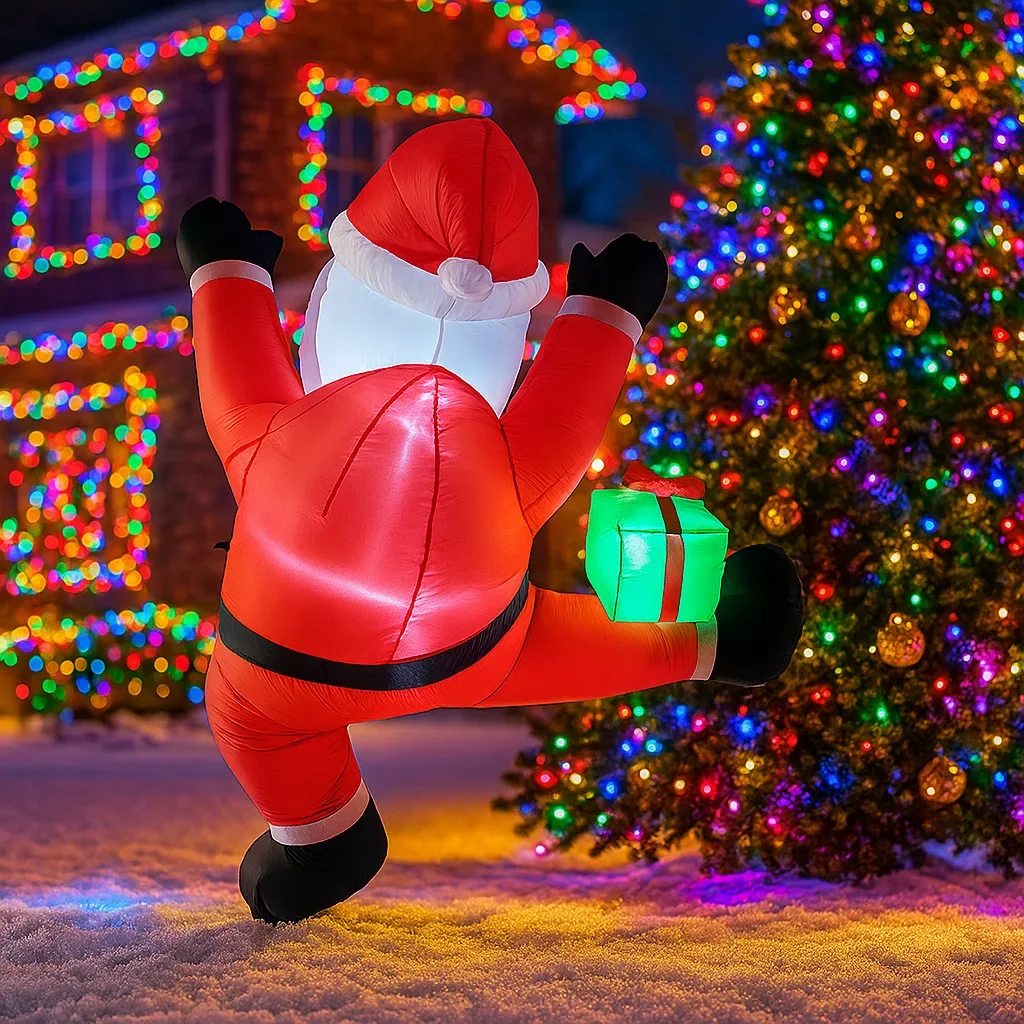 1,8 M/5,9 pies inflable Santa Claus ventana de escalada luces LED decoraciones para el hogar juguetes patio suministros de Navidad decoración de vacaciones al aire libre