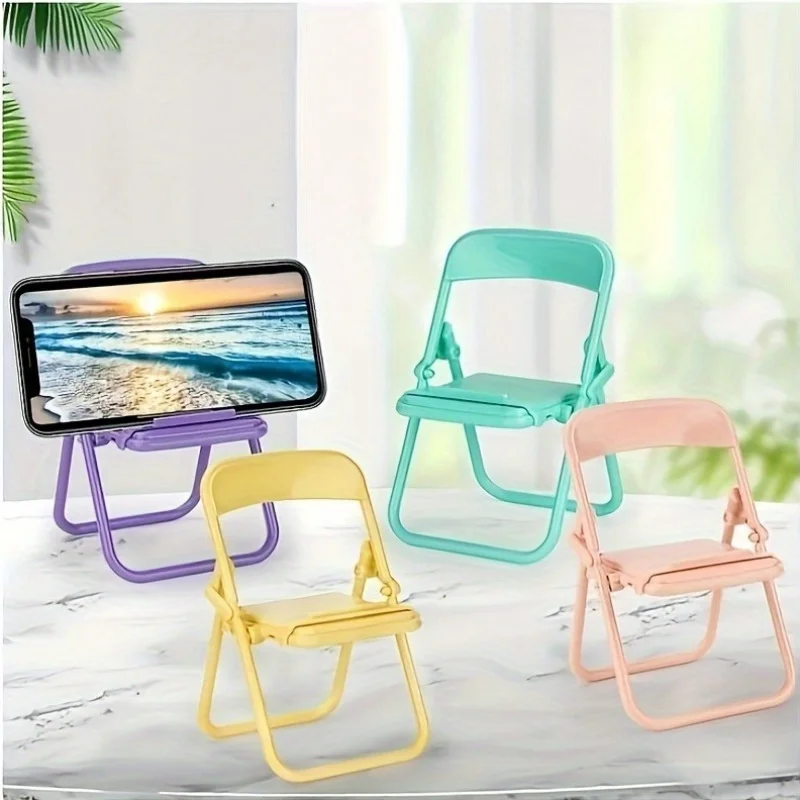 

1PC mini portable phone holder, foldable chair shape, universal candy colored mobile multi angle holder