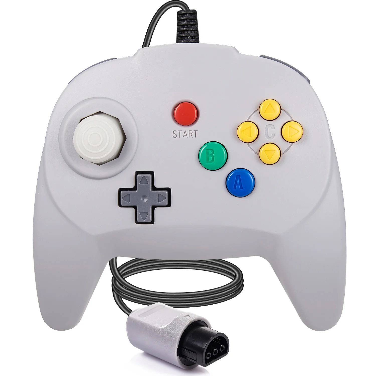 Retro for N64 Mini Controller Wired Remote Bit Game Pad Upgraded Joystick Controller for Classic N64 Console (Gray)