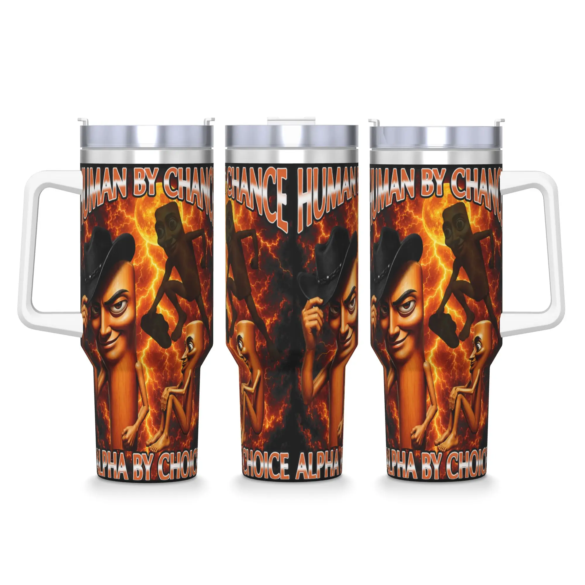 Funny Tung Tung Sahur Human By Chance Alpha By Choice Meme Tumbler  Cold Drink Water Bottle Portable Stainless Steel Coffee Mug
