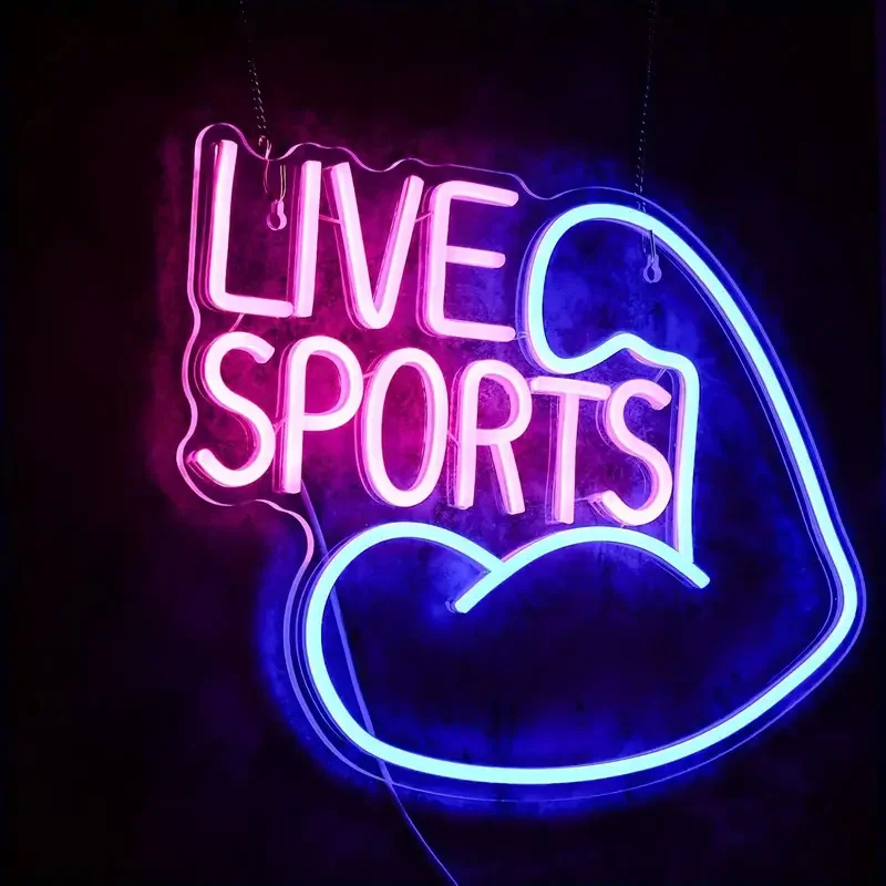 Live Sports Neon Sign Sport Competition Decor Neon Light Home Gym Decoration Neon Lights Room Wall Decoration Gym Lighting Decor