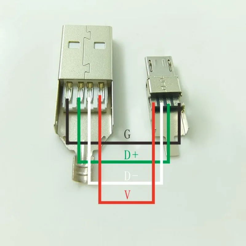 RHZX22628 마이크로 USB 수형 커넥터, 전면 5개 및 후면 4개 와이어 납땜 타입, V8 플러그, 3피스 USB 충전 데이터 케이블 (모바일용)