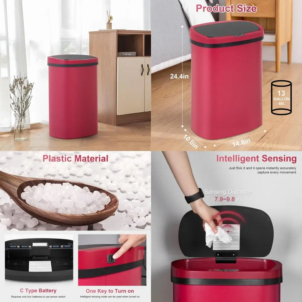 

Automatic Touchless 13 Gallon 50L Trash Bin for Kitchen, Bathroom, and Office
